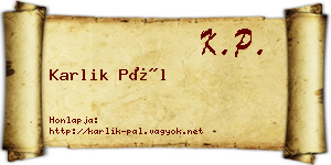 Karlik Pál névjegykártya